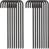 imageFEED GARDEN 16 Inch 16 Pack Rebar Stakes Heavy Duty J Hook Galvanized Steel Ground Stakes Tent Stakes Ground Anchors Chain Link Fence Stakes Trampoline Stakes BlackBlack