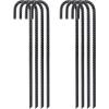 imageFEED GARDEN 16 Inch 16 Pack Rebar Stakes Heavy Duty J Hook Galvanized Steel Ground Stakes Tent Stakes Ground Anchors Chain Link Fence Stakes Trampoline Stakes BlackBlack