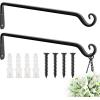 imageFEED GARDEN 2 Pack 8 Inch Hanging Plant Bracket Wall Hooks Decorative Plant Hangers for Outdoor Hanging Bird Feeders Wind Chimes Plant Baskets BlackBlack
