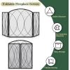 imageFEED GARDEN 3 Panel Fireplace Screen 48quot W x 295quot H Modern Foldable with Wrought Metal Decorative MeshArch Heavy Duty Fire Spark Guard Cover for Home Decor Indoor Black