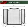 imageFEED GARDEN 3 Panel Fireplace Screen 48quot W x 29quot H Modern Foldable with Wrought Metal Decorative MeshArch Heavy Duty Fire Spark Guard Cover for Home Decor Indoor BlackBlack
