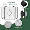 imageFEED GARDEN 3 Panel Fireplace Screen 48quot W x 30quot H Modern Foldable with Wrought Metal Decorative MeshArch Heavy Duty Fire Spark Guard Cover for Home Decor Indoor Black