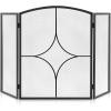 imageFEED GARDEN 3 Panel Fireplace Screen 48quot W x 30quot H Modern Foldable with Wrought Metal Decorative MeshArch Heavy Duty Fire Spark Guard Cover for Home Decor Indoor Black