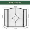 imageFEED GARDEN 3 Panel Fireplace Screen 48quot W x 30quot H Modern Foldable with Wrought Metal Decorative MeshArch Heavy Duty Fire Spark Guard Cover for Home Decor Indoor Black