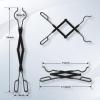 imageFEED GARDEN 32 Inch Fireplace Poker and 26 Inch Fireplace Tongs Set for Fire Pit Fireplace Tools Accessories Log Grabber Set for Camping Wood Stove Patio Campfire Picnic Indoor and Outdoor