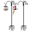 imageFEED GARDEN Adjustable Double Shepherds Hook for Outdoor with 5 Prong Base 76 Inch Heavy Duty Two Sided Bird Feeder Pole for Hanging Plant Baskets Solar Light Lanterns Wind Chimes 2 Pack76 Inch