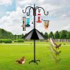 imageFEED GARDEN Adjustable Double Shepherds Hook for Outdoor with 5 Prong Base 76 Inch Heavy Duty Two Sided Bird Feeder Pole for Hanging Plant Baskets Solar Light Lanterns Wind Chimes 2 Pack92 Inch