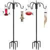 imageFEED GARDEN Adjustable Double Shepherds Hook for Outdoor with 5 Prong Base 76 Inch Heavy Duty Two Sided Bird Feeder Pole for Hanging Plant Baskets Solar Light Lanterns Wind Chimes 2 Pack76 Inch
