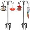 imageFEED GARDEN Adjustable Double Shepherds Hook for Outdoor with 5 Prong Base 76 Inch Heavy Duty Two Sided Bird Feeder Pole for Hanging Plant Baskets Solar Light Lanterns Wind Chimes 2 Pack76 Inch