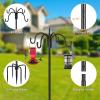 imageFEED GARDEN Adjustable Double Shepherds Hook for Outdoor with 5 Prong Base 76 Inch Heavy Duty Two Sided Bird Feeder Pole for Hanging Plant Baskets Solar Light Lanterns Wind Chimes 2 Pack76 Inch