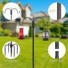 imageFEED GARDEN Adjustable Double Shepherds Hook for Outdoor with 5 Prong Base 76 Inch Heavy Duty Two Sided Bird Feeder Pole for Hanging Plant Baskets Solar Light Lanterns Wind Chimes 2 Pack108 Inch