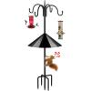 imageFEED GARDEN Adjustable Double Shepherds Hook for Outdoor with 5 Prong Base 76 Inch Heavy Duty Two Sided Bird Feeder Pole for Hanging Plant Baskets Solar Light Lanterns Wind Chimes 2 Pack92 Inch