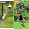 imageFEED GARDEN Adjustable Double Shepherds Hook for Outdoor with 5 Prong Base 76 Inch Heavy Duty Two Sided Bird Feeder Pole for Hanging Plant Baskets Solar Light Lanterns Wind Chimes 2 Pack92 Inch
