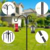 imageFEED GARDEN Adjustable Double Shepherds Hook for Outdoor with 5 Prong Base 76 Inch Heavy Duty Two Sided Bird Feeder Pole for Hanging Plant Baskets Solar Light Lanterns Wind Chimes 2 Pack76 Inch