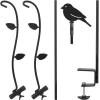 imageFEED GARDEN Deck Bird Feeder Pole 42 Inches Multiple Hooks Adjustable Detachable Heavy Duty Steel Stable Black BirdFeeders Porch for Deck Kit for Outside Bird Feeders and Plant Hangers42 Inch