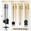 imageFEED GARDEN Fireplace Tools Set 4 Pieces 31 Inch Modern Indoor Outdoor Wrought Iron Fire Place Set Tools Black Fireplace Accessories Included Poker Shovel Brush Base
