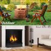 imageFEED GARDEN Fireplace Tools Set 4 Pieces 31 Inch Modern Indoor Outdoor Wrought Iron Fire Place Set Tools Black Fireplace Accessories Included Poker Shovel Brush Base