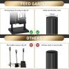 imageFEED GARDEN Fireplace Tools Set 5 Pieces 30 Inch Modern Wrought Iron Outdoor Fireplace Accessories Set Long Holder Indoor with Poker Tong Shovel Brush Base Black