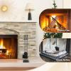 imageFEED GARDEN Fireplace Tools Set Modern Indoor Outdoor Wrought Iron Fireplace Accessories Set Included Poker Shovel Brush BaseBlack