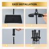 imageFEED GARDEN Fireplace Tools Set Modern Indoor Outdoor Wrought Iron Fireplace Accessories Set Included Poker Shovel Brush BaseBlack