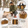 imageFEED GARDEN Firewood Carrier with Handles Log Carrier for Firewood Waxed Canvas Fire Wood Carrier Bag for Indoor Fireplace Wood Stove Accessories and Outdoor Camping Brown