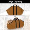 imageFEED GARDEN Firewood Carrier with Handles Log Carrier for Firewood Waxed Canvas Fire Wood Carrier Bag for Indoor Fireplace Wood Stove Accessories and Outdoor Camping Brown