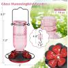 imageFEED GARDEN Glass Hummingbird Feeder for Outdoors Hanging 16 OZ Humming Birds Feeders with 4 Bee Guard Feeding Ports ampamp Builtin Ant Moat Bird Feeder for Outside Gifts for Women Mom RedPink