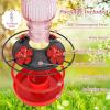 imageFEED GARDEN Glass Hummingbird Feeder for Outdoors Hanging 16 OZ Humming Birds Feeders with 4 Bee Guard Feeding Ports ampamp Builtin Ant Moat Bird Feeder for Outside Gifts for Women Mom RedPink
