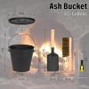 imageFEED GARDEN Mini Ash Bucket with LidShovelBroom and Screwdriver 13 Gallon Fireplace Metal BucketPellet Charcoal Bucket Ash Can for Fireplace Fire PitsHearthWood StovesIndoor OutdoorBlack35 Gallon