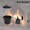 imageFEED GARDEN Mini Ash Bucket with LidShovelBroom and Screwdriver 13 Gallon Fireplace Metal BucketPellet Charcoal Bucket Ash Can for Fireplace Fire PitsHearthWood StovesIndoor OutdoorBlack13 Gallon