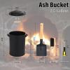 imageFEED GARDEN Mini Ash Bucket with LidShovelBroom and Screwdriver 13 Gallon Fireplace Metal BucketPellet Charcoal Bucket Ash Can for Fireplace Fire PitsHearthWood StovesIndoor OutdoorBlack25 Gallon