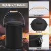 imageFEED GARDEN Mini Ash Bucket with LidShovelBroom and Screwdriver 13 Gallon Fireplace Metal BucketPellet Charcoal Bucket Ash Can for Fireplace Fire PitsHearthWood StovesIndoor OutdoorBlack25 Gallon