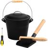 imageFEED GARDEN Mini Ash Bucket with LidShovelBroom and Screwdriver 13 Gallon Fireplace Metal BucketPellet Charcoal Bucket Ash Can for Fireplace Fire PitsHearthWood StovesIndoor OutdoorBlack13 Gallon