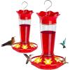 imageFEED GARDEN 10oz Plastic Hummingbird Feeders for Outdoors  2 Pack Ant ampamp Bee Proof 6 Feeding Ports Easy Clean Red Nectar Feeders for Outside Hanging Gifts for MomTransparent 10OZ2Pack
