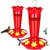 imageFEED GARDEN 10oz Plastic Hummingbird Feeders for Outdoors  2 Pack Ant ampamp Bee Proof 6 Feeding Ports Easy Clean Red Nectar Feeders for Outside Hanging Gifts for MomRed 10OZ2Pack