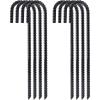 imageFEED GARDEN 16 Inch 16 Pack Rebar Stakes Heavy Duty J Hook Galvanized Steel Ground Stakes Tent Stakes Ground Anchors Chain Link Fence Stakes Trampoline Stakes BlackBlack
