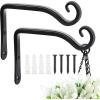 imageFEED GARDEN 2 Pack 8 Inch Hanging Plant Bracket Wall Hooks Decorative Plant Hangers for Outdoor Hanging Bird Feeders Wind Chimes Plant Baskets BlackBlack