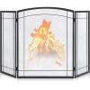 imageFEED GARDEN 3 Panel Fireplace Screen 48quot W x 29quot H Modern Foldable with Wrought Metal Decorative MeshArch Heavy Duty Fire Spark Guard Cover for Home Decor Indoor BlackBlack