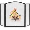 imageFEED GARDEN 3 Panel Fireplace Screen 48quot W x 30quot H Modern Foldable with Wrought Metal Decorative MeshArch Heavy Duty Fire Spark Guard Cover for Home Decor Indoor Black