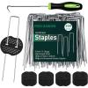 imageFEED GARDEN 6 Inch 50 Pcs Galvanized Landscape Staples 50 Pcs Gaskets Pick Hook Garden Stakes 11 Gauge AntiRust Landscaping Fabric SOD Pins U Shaped Yard Turf Stakes for Weed Barrier Fabric200