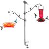 imageFEED GARDEN Deck Bird Feeder Pole 42 Inches Multiple Hooks Adjustable Detachable Heavy Duty Steel Stable Black BirdFeeders Porch for Deck Kit for Outside Bird Feeders and Plant Hangers42 Inch
