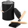imageFEED GARDEN Mini Ash Bucket with LidShovelBroom and Screwdriver 13 Gallon Fireplace Metal BucketPellet Charcoal Bucket Ash Can for Fireplace Fire PitsHearthWood StovesIndoor OutdoorBlack25 Gallon