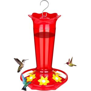 imageFEED GARDEN 10oz Plastic Hummingbird Feeders for Outdoors  2 Pack Ant ampamp Bee Proof 6 Feeding Ports Easy Clean Red Nectar Feeders for Outside Hanging Gifts for MomRed 10OZ1Pack