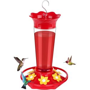 imageFEED GARDEN 10oz Plastic Hummingbird Feeders for Outdoors  2 Pack Ant ampamp Bee Proof 6 Feeding Ports Easy Clean Red Nectar Feeders for Outside Hanging Gifts for MomTransparent 10OZ1Pack