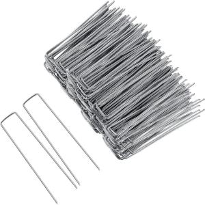 imageFEED GARDEN 12 Inch 50 Pack Galvanized Landscape Staples 11 Gauge AntiRust Garden Stakes Landscaping Fabric SOD Pins Yard Stakes for Weed Barrier Fabric8 Inch