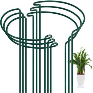 imageFEED GARDEN 12 Pack Plant Support Stakes Peony Cages and Supports Metal Garden Plant Stake10quot Wide x 16quot High Green Half Round Plant Support Rings for Outdoor Indoor Plants Tomato HydrangeaGreen