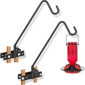 imageFEED GARDEN 31 Inch Heavy Duty Deck Hook NonSlip Clamp 360 Degree Swivel Black for Bird Feeders Planters Suet Baskets Lanterns Wind Chimes 2 Pack135 Inch