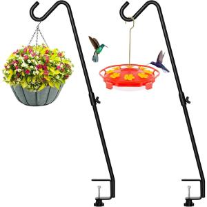 imageFEED GARDEN 31 Inch Heavy Duty Deck Hook NonSlip Clamp 360 Degree Swivel Black for Bird Feeders Planters Suet Baskets Lanterns Wind Chimes 2 Pack29 Inch