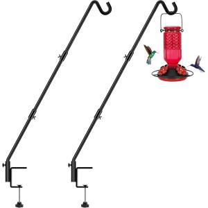 imageFEED GARDEN 31 Inch Heavy Duty Deck Hook NonSlip Clamp 360 Degree Swivel Black for Bird Feeders Planters Suet Baskets Lanterns Wind Chimes 2 Pack43 Inch