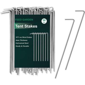 imageFEED GARDEN 7 Inch Tent Stakes 20 Pack Yard Inflatable Stakes for Outdoor Decorations Metal Pegs Heavy Duty Garden Hooks Camping Tent Spikes for Canopies Tarp and Outdoor Christmas Decorations50